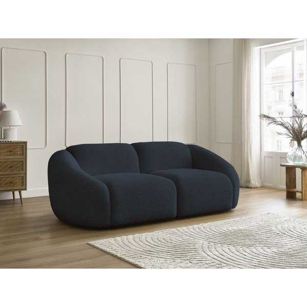 Ciemnoniebieska sofa z materiału bouclé 230 cm Tina – Bobochic Paris-image-4