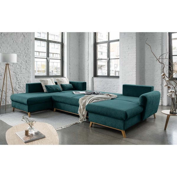 Turkusowa rozkładana sofa w kształcie litery "U" Miuform Scandic Lagom, lewostronna-image-4
