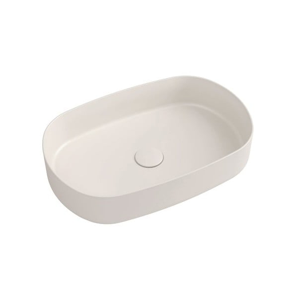 Beżowa umywalka ceramiczna Sapho Infinity Oval, 55x36 cm