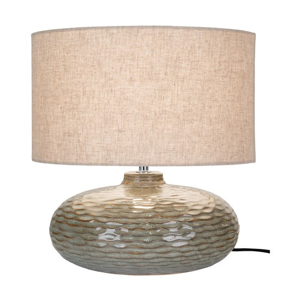 Khaki lampa stołowa ceramiczna z tekstylnym kloszem (wysokość 44 cm) Oldham – House Nordic-image-3