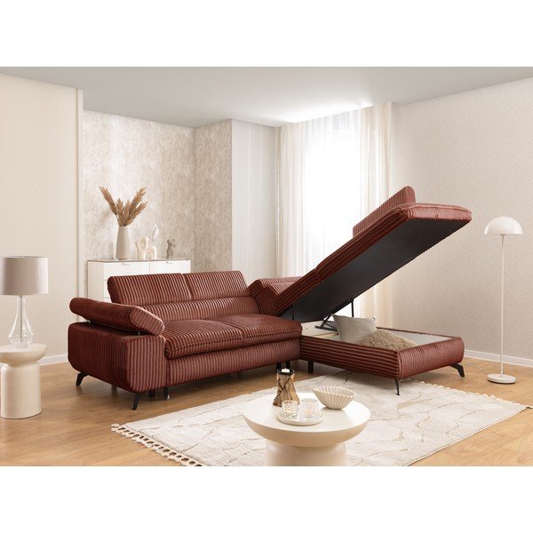 Sztruksowy narożnik w kolorze terakoty (prawostronny/w kształcie litery L) Marbeya  – Ropez-image-4