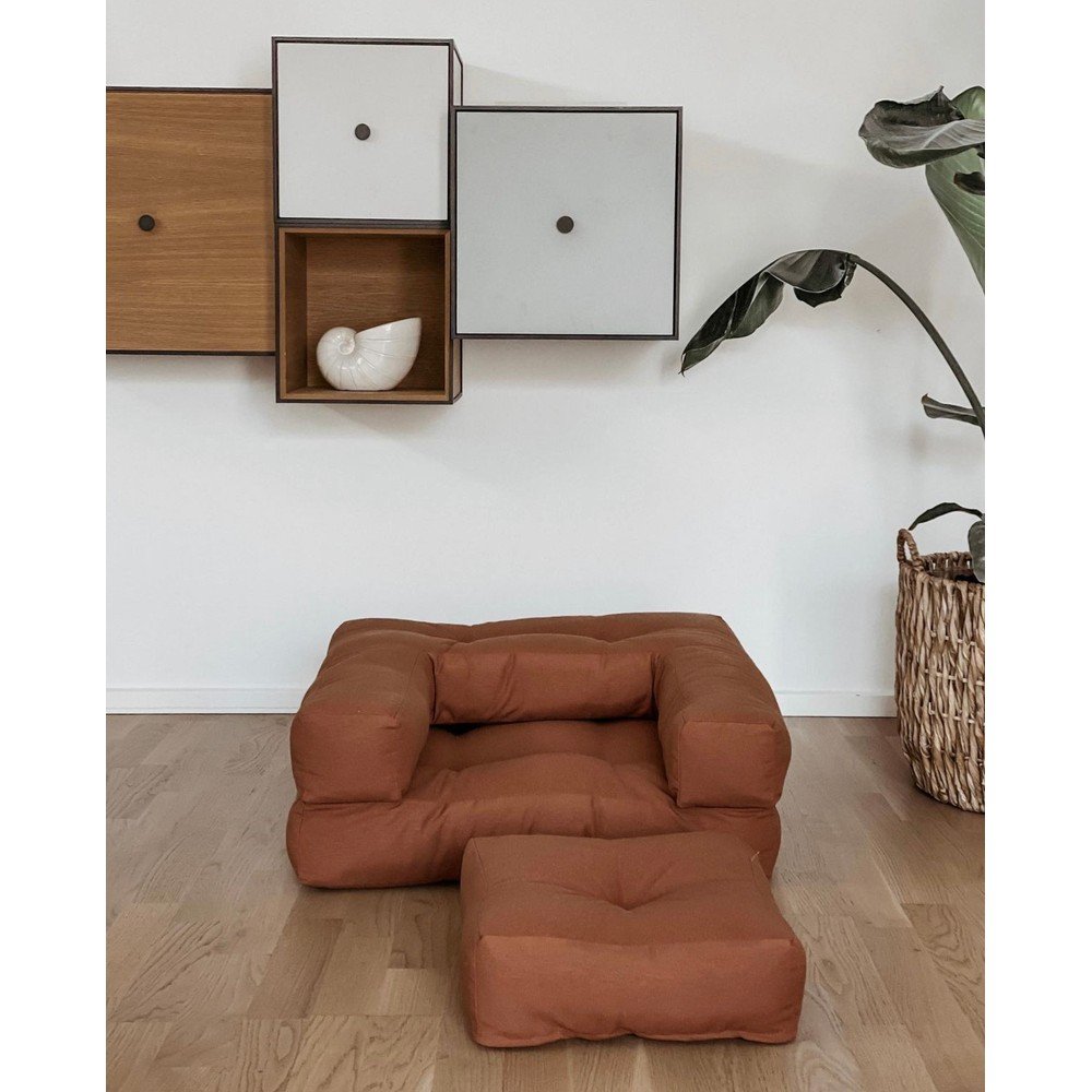 Dziecięcy fotel rozkładany s taburetkou Karup Design Mini Cube Dark Grey (zdjęcie 3)
