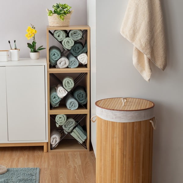 Okrągły bambusowy kosz na bieliznę Compactor Round-image-3