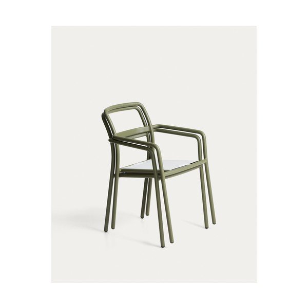 Zielone tapicerowane krzesło ogrodowe Linosa – Kave Home-image-3