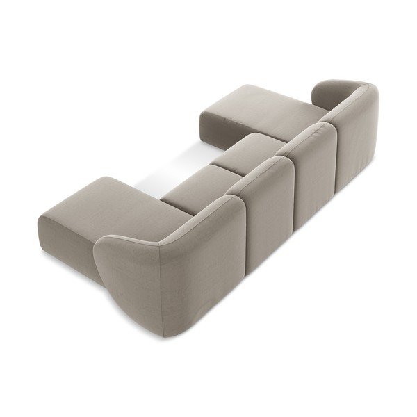 Jasnobrązowy aksamitny narożnik (w kształcie litery U) Lani – Makamii-image-3