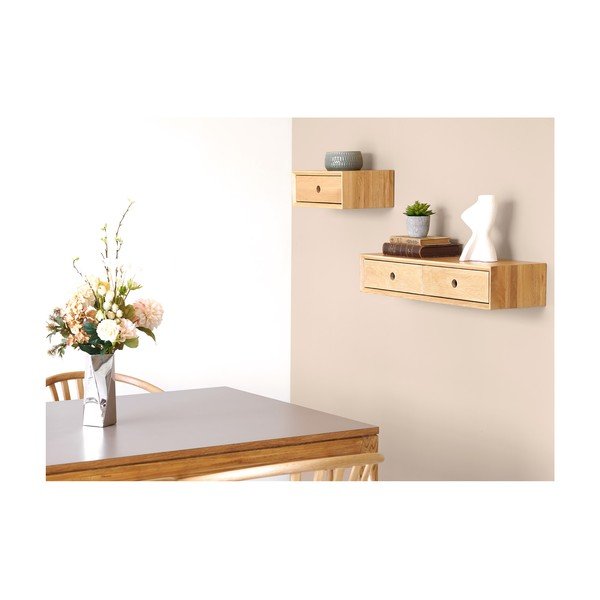 Półka z litego drewna dębowego w jasnym naturalnym kolorze 80 cm Luzern – House Nordic-image-3