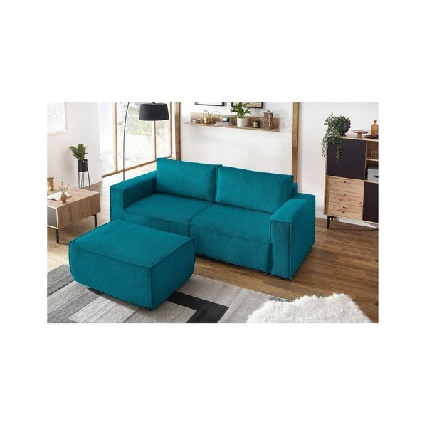 Turkusowy sztruksowy puf Nihad – Bobochic Paris-image-1