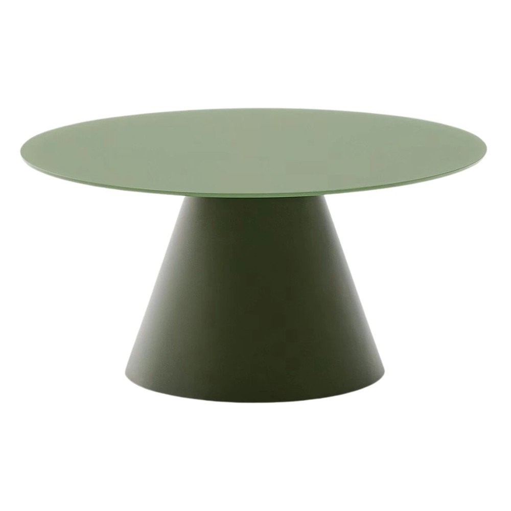 Zielony okrągły stolik ze szklanym blatem ø 80 cm Wilshire – Kave Home