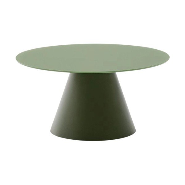 Zielony okrągły stolik ze szklanym blatem ø 80 cm Wilshire – Kave Home