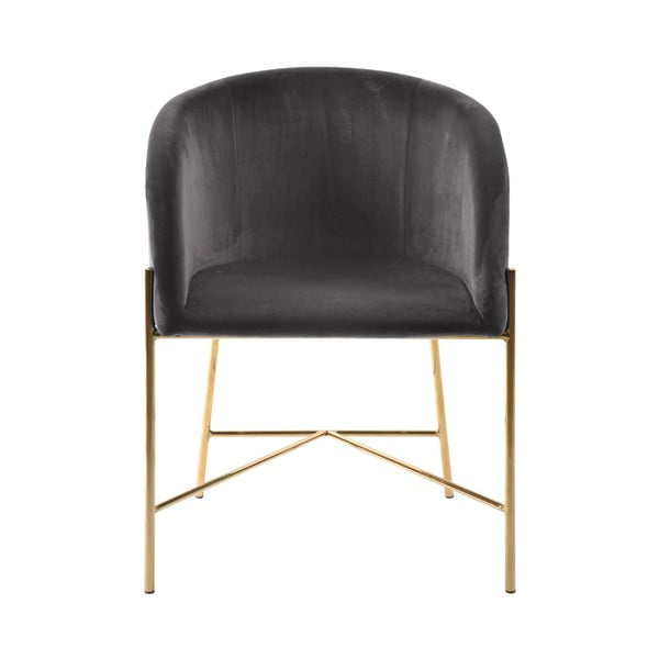 Ciemnoszare krzesło z nogami w kolorze złota Interstil Nelson