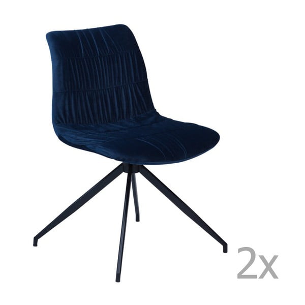 Zestaw 2 ciemnoniebieskich krzeseł DAN– FORM Dazz Velvet