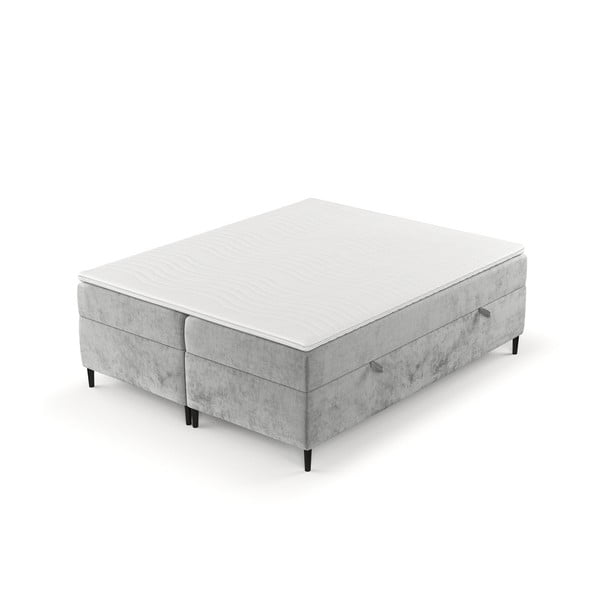 Szare łóżko boxspring ze schowkiem 180x200 cm Araya – Maison de Rêve