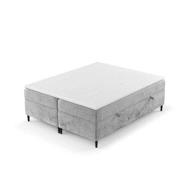 Szare łóżko boxspring ze schowkiem 160x200 cm Araya – Maison de Rêve