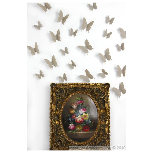 Zestaw 12 brązowych naklejek 3D Ambiance Light Brown Butterflies