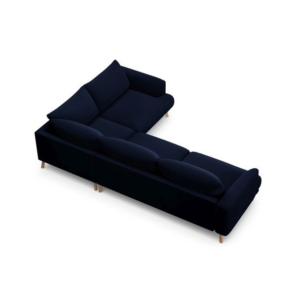 Ciemnoniebieski aksamitny narożnik (prawostronny/w kształcie litery L) Naomi – Micadoni -image-3