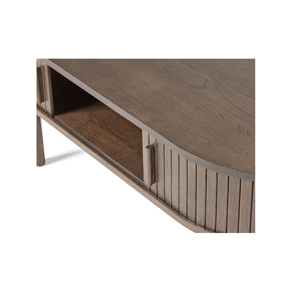Stolik w dekorze dębu w ciemnym naturalnym kolorze 60x120 cm Meta – Unique Furniture (zdjęcie 5)