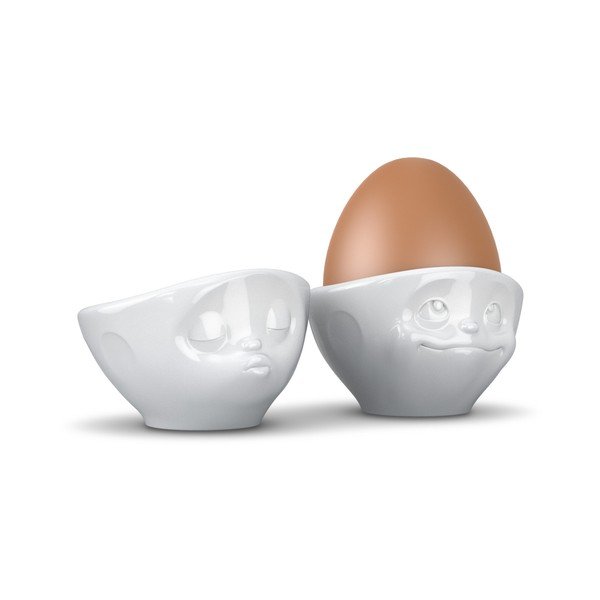 Komplet 2 białych porcelanowych zakochanych kieliszków do jajek 58products, 100 ml-image-1