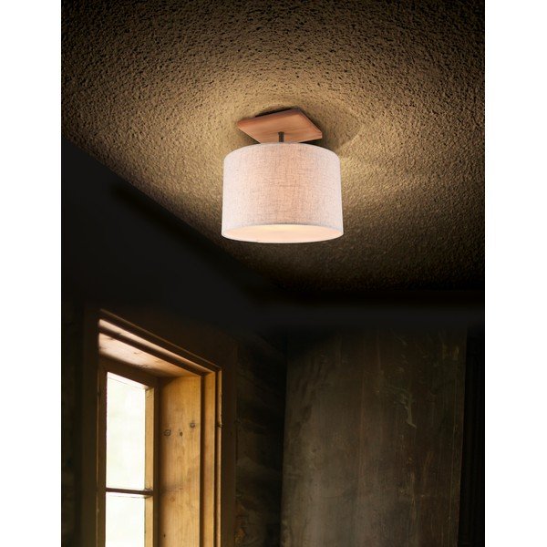 Jasnoszara lampa sufitowa z tekstylnym kloszem Elmau – Trio-image-1