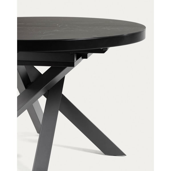 Czarny okrągły rozkładany stół z ceramicznym blatem ø 160 cm Vashti – Kave Home-image-4