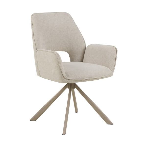 Beżowy tapicerowany fotel jadalniany z podłokietnikami Graham – Actona