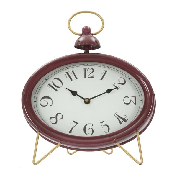 Bordowy zegar stołowy z detalami w złotym kolorze Mauro Ferretti Glam