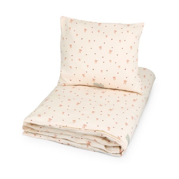 Jasnożółto-różowa pościel dziecięca do łóżeczka z bawełny organicznej 100x140 cm Bows – Cam Cam Copenhagen
