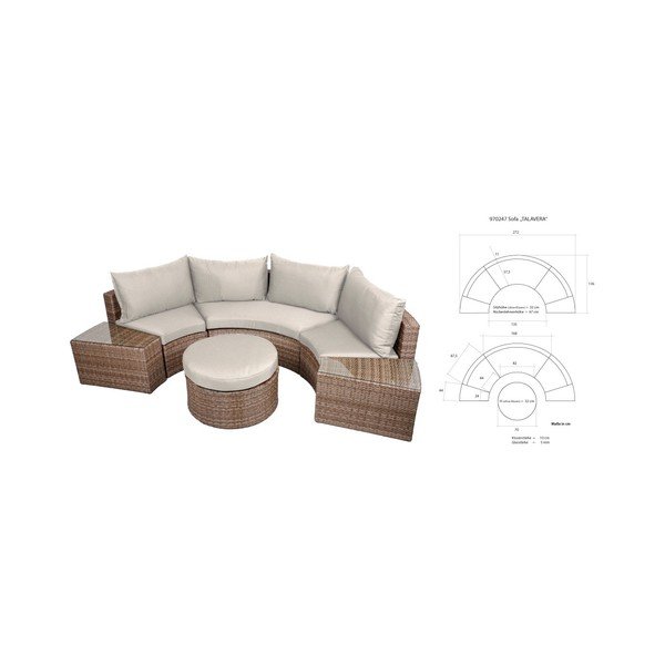 Półokragła sofa ze stolikiem/podnóżkiem ADDU Talavera-image-1