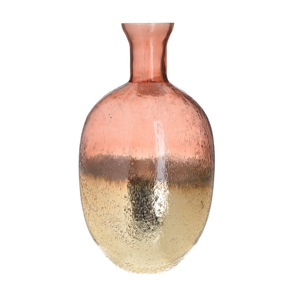 Różowo-złoty wazon szklany InArt Crackles, wys. 38 cm