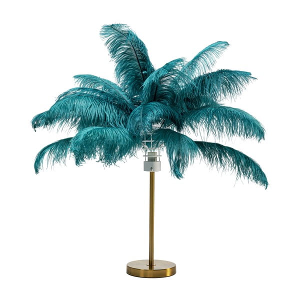 Ciemnoturkusowa lampa stołowa z kloszem z pierza (wysokość 60 cm) Feather Palm – Kare Design