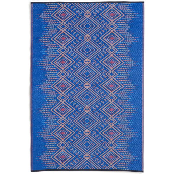 Niebieski dwustronny dywan na zewnątrz z tworzywa sztucznego z recyklingu Fab Hab Jodhpur Multi Blue, 120x180 cm