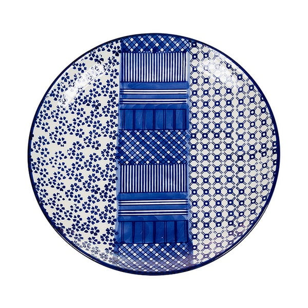 Niebiesko-biały talerz porcelanowy Santiago Pons Meknec, ⌀ 26 cm