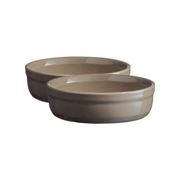 Komplet 2 szarych misek do zapiekania do crème brûlée Emile Henry