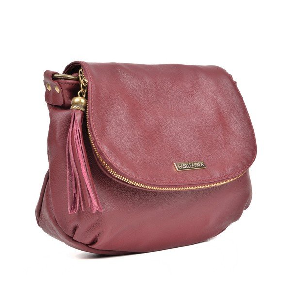 Bordowa skórzana torebka typu crossbody Isabella Rhea Martín-image-4