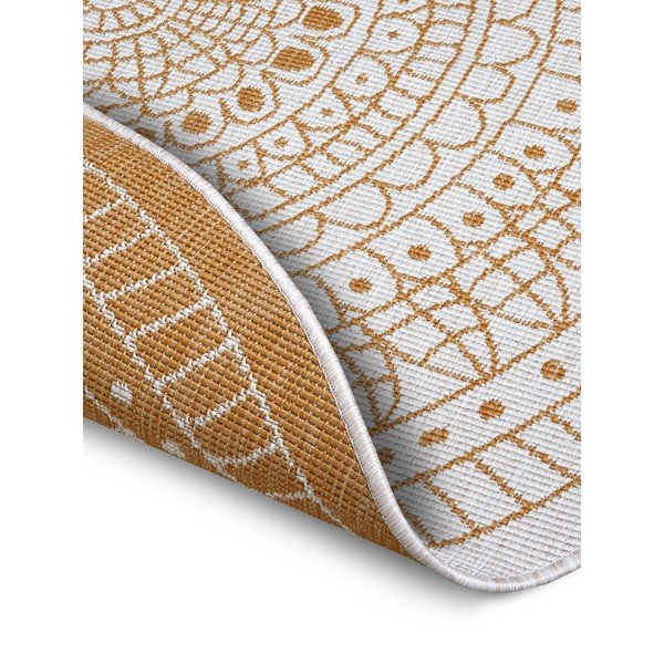Żółto-biały okrągły dywan odpowiedni na zewnątrz ø 140 cm Porto – NORTHRUGS-image-2