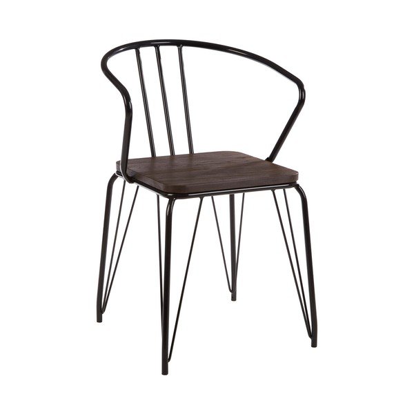 Czarne/w naturalnym kolorze krzesło z litego drewna wiązu District – Premier Housewares