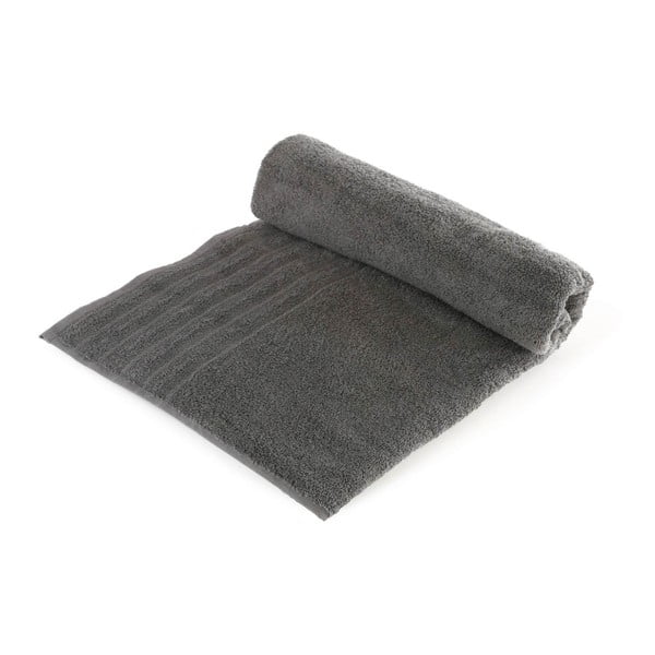 Ciemnoszary ręcznik kąpielowy z czesanej bawełny Julia, 70x140 cm