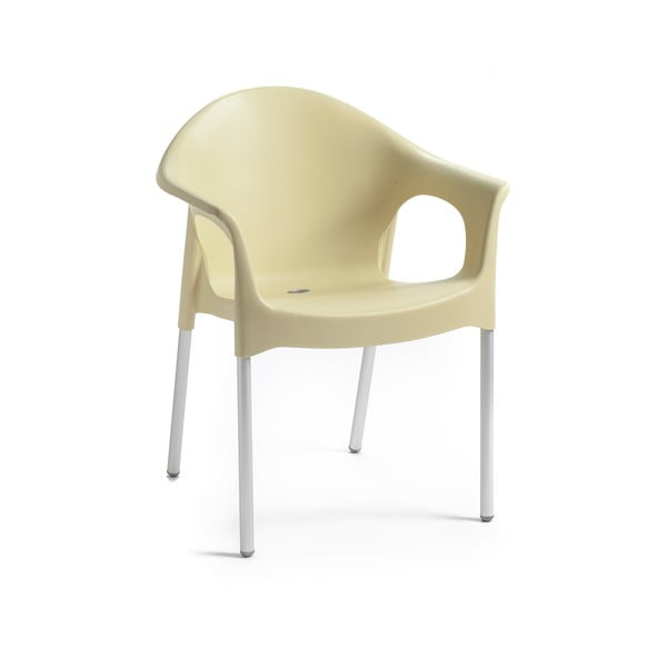 Beżowe plastikowe krzesło ogrodowe Lisa – Rojaplast