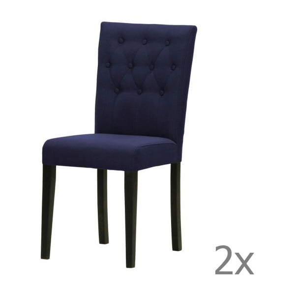 Komplet 2 krzeseł Monako Etna Dark Blue, czarne nóżki