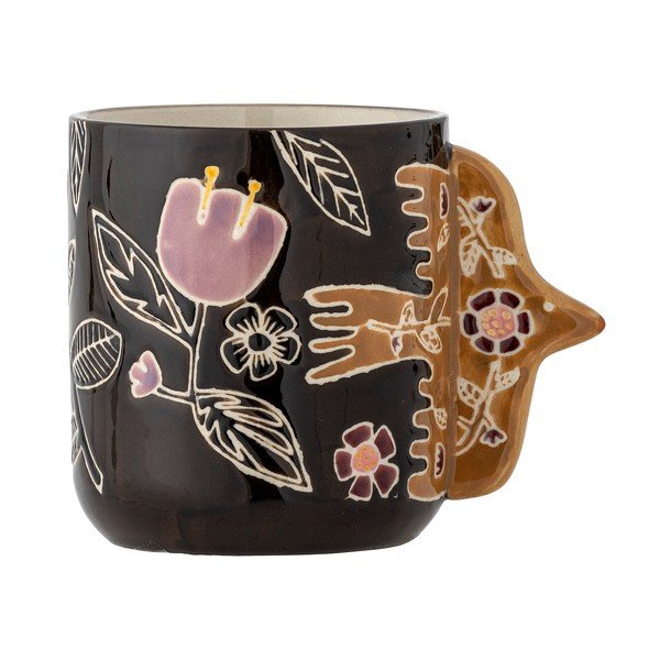 Ciemnobrązowe kamionkowe filiżanki zestaw 4 szt. do latte 325 ml Vivielle – Bloomingville-image-2