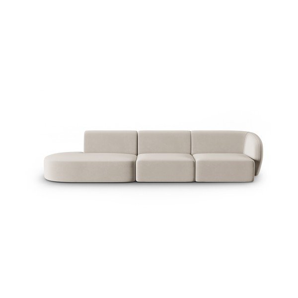 Beżowa aksamitna sofa prawostronna 311 cm Paolo – Milo Casa