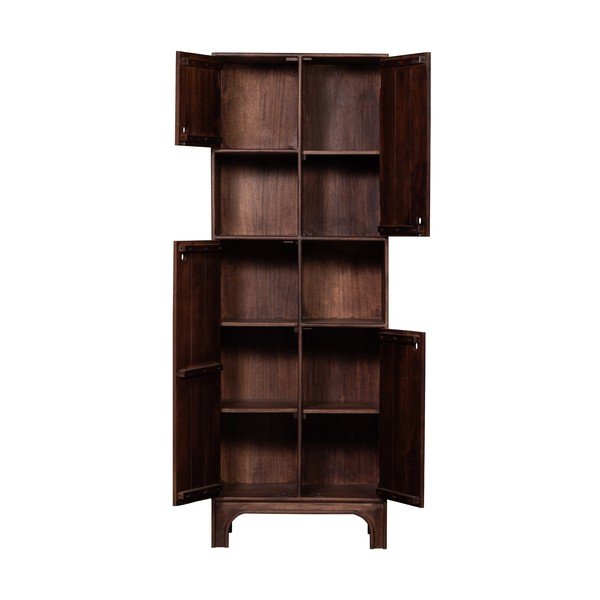 Ciemnobrązowa szafka z litego drewna mango 75x210x45 cm Staes – WOOOD-image-2