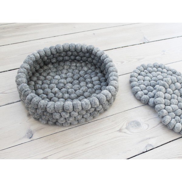 Stalowoszary wełniany koszyk kulkowy Wooldot Ball Basket, ⌀ 28 cm-image-2