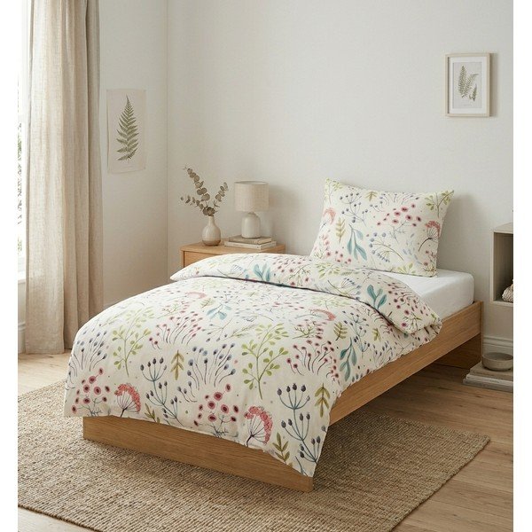 Biała pościel jednoosobowa z satyny bawełnianej 140x200 cm Jasmine – My House-image-1