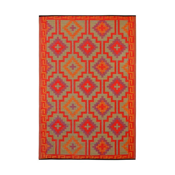 Pomarańczowo-fioletowy dwustronny dywan na zewnątrz z tworzywa sztucznego z recyklingu Fab Hab Lhasa Orange & Violet, 90x150 cm