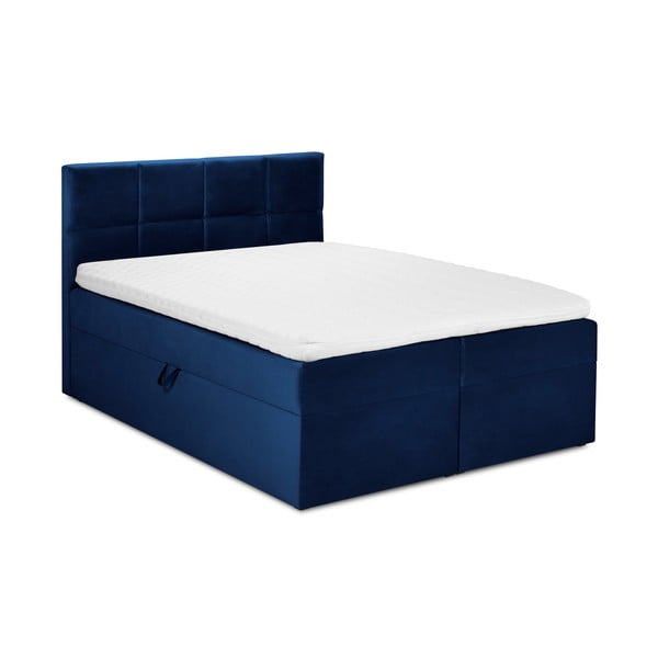 Niebieskie aksamitne łóżko 2-osobowe Mazzini Beds Mimicry, 160x200 cm