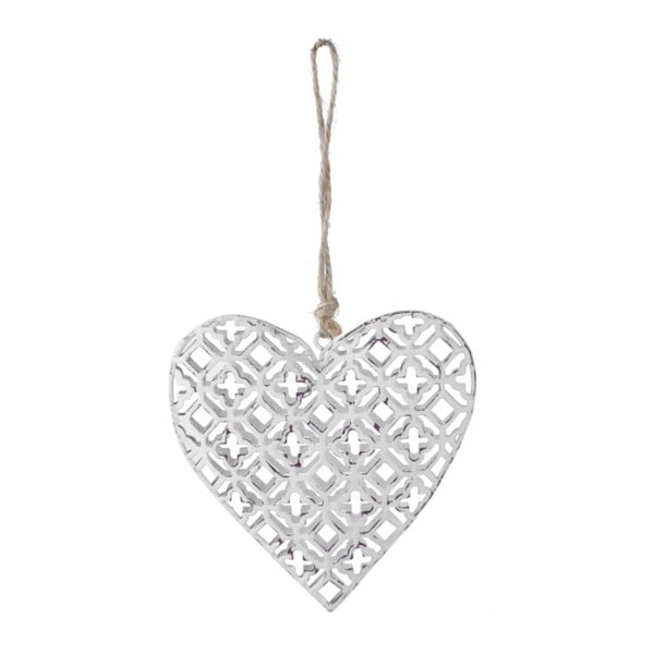 Białe wiszące serce z metalu Ego dekor Heart, wys. 10,5 cm