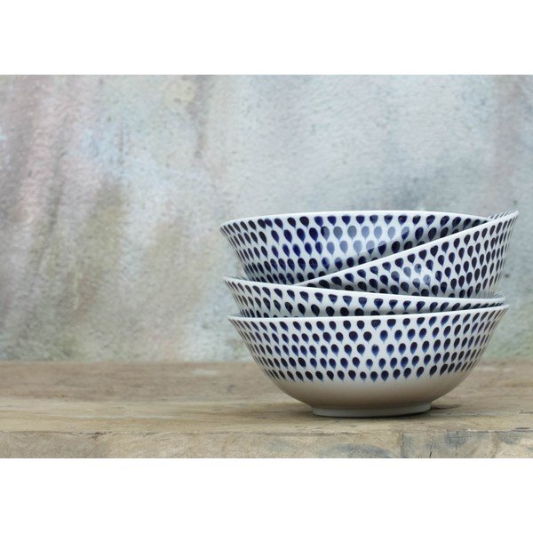 Biało-niebieska miska kamionkowa Nkuku Indigo Drop, ø 17 cm-image-1