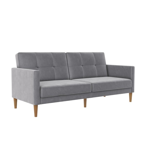 Jasnoszara aksamitna rozkładana sofa 207 cm Lilly – Støraa-image-2