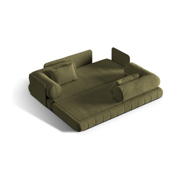Zielona aksamitna rozkładana sofa 206 cm Kemi – Cosmopolitan Design-image-1