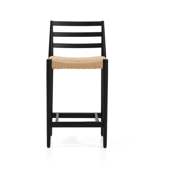 Czarno-naturalny hoker z litego drewna dębowego (wysokość siedziska 65 cm) Analy – Kave Home-image-2